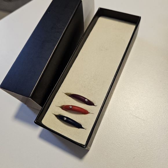 Duepunti silicone diamond ring set Two Point Ring kt 0.02 purple red blue NWOT - Picture 15 of 16